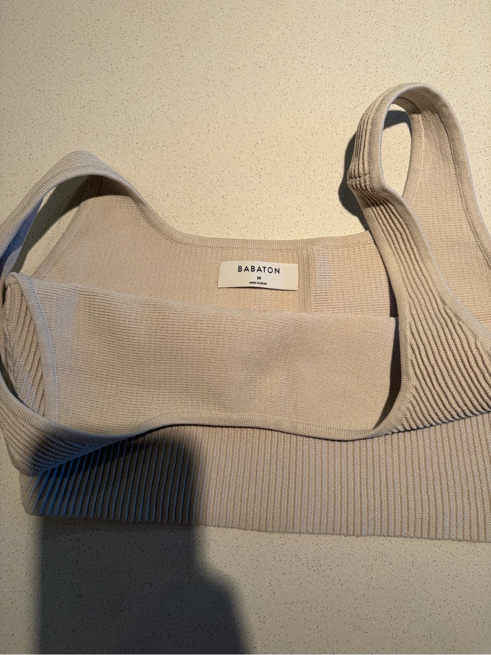 Babaton Ribbed Square-Neck Crop Tank - Cream - Picture 3 of 4